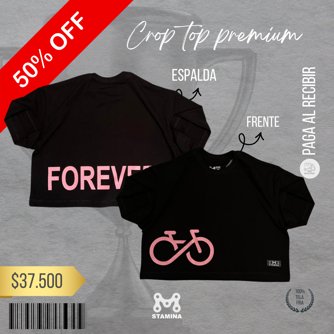 CROPTOP BIKE FOREVER LETRA ROSADA