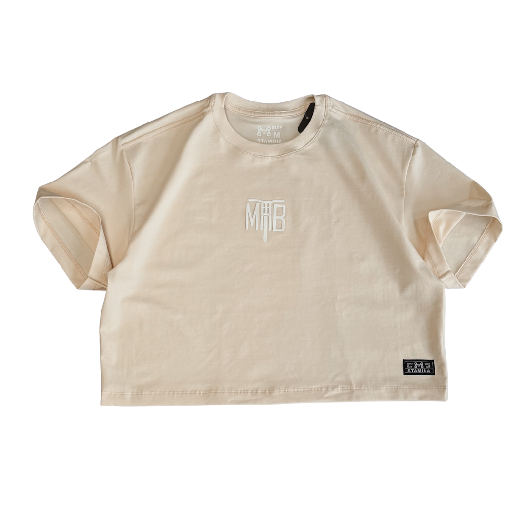 CAMISETA CROP TOP DAMA BEIGE MTB