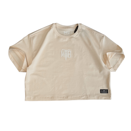 CAMISETA CROP TOP DAMA BEIGE MTB