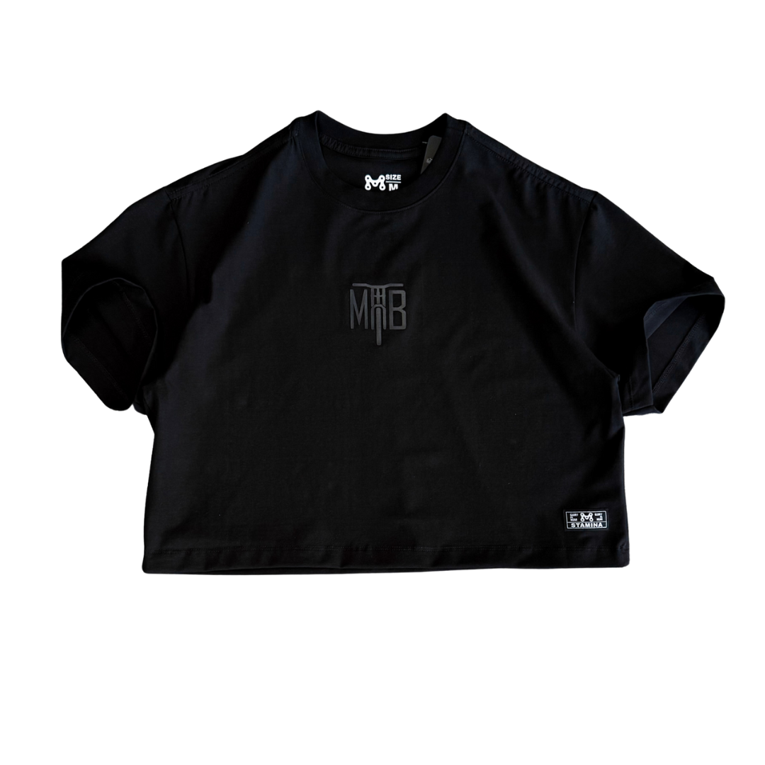 CAMISETA CROP TOP DAMA NEGRA MTB